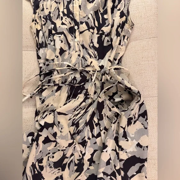 LOUNIE Japan Abstract Print Midi Dress - Size 36 (US S) - Tie Waist & Pockets - Picture 9 of 12